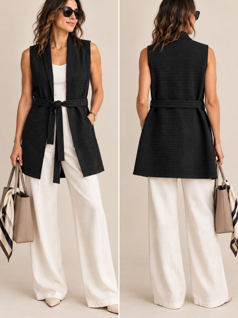 Lululemon Serene Travels Vest Black Size 6 Quilted Belted Longline